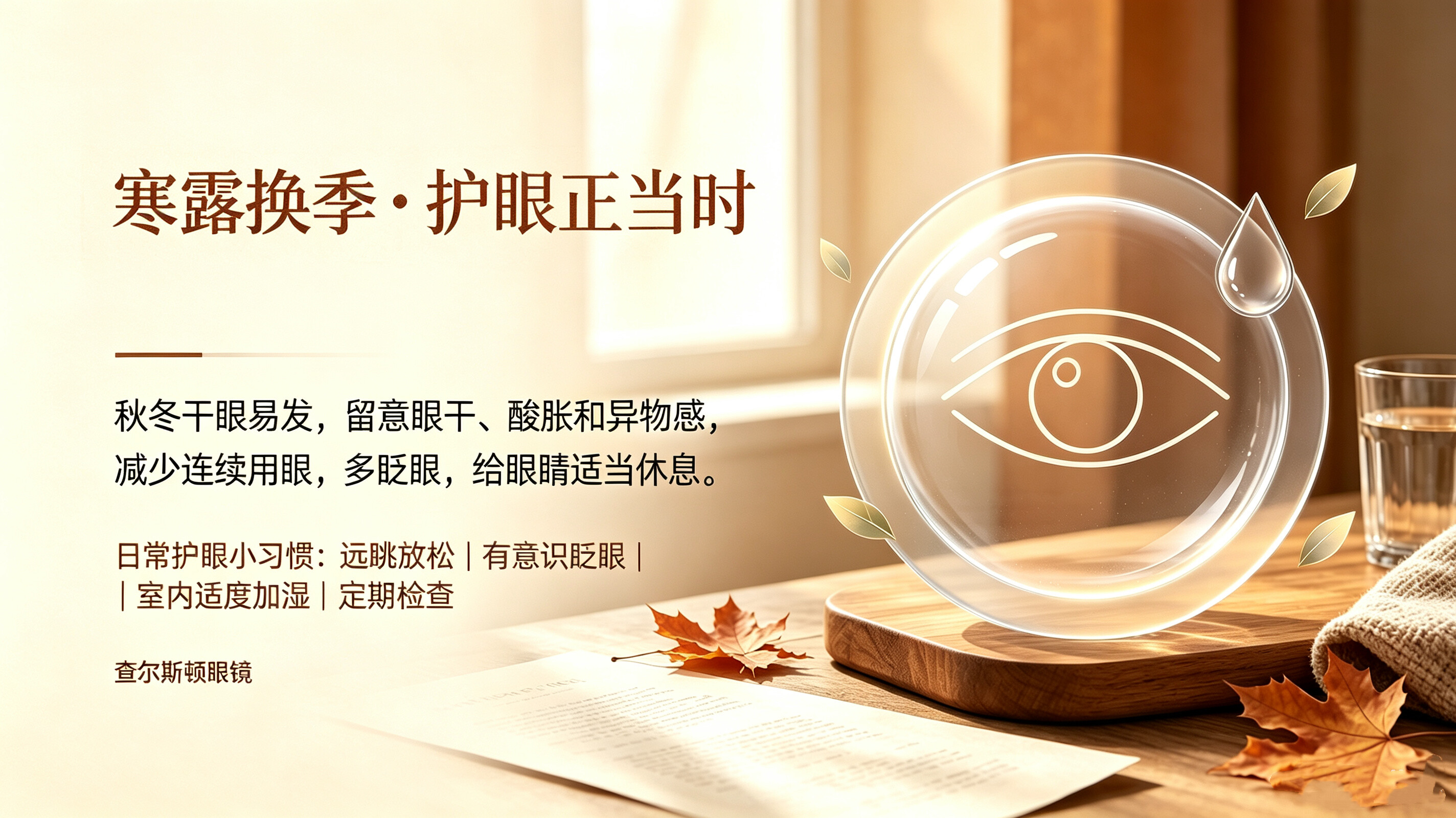 查尔斯顿资讯寒露换季空气干燥，秋冬季节干眼高发，做好日常眼部养护