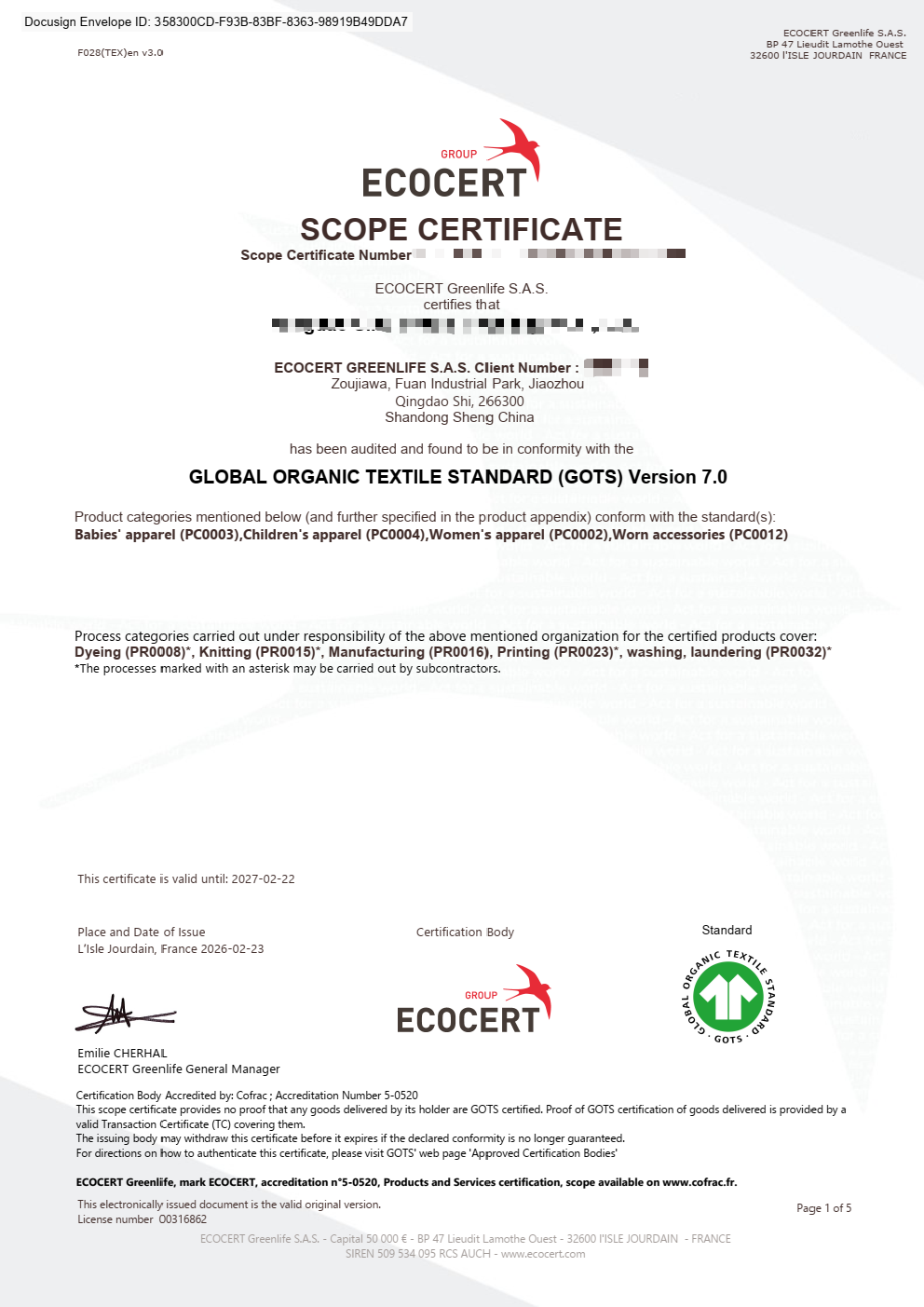 GOTS Global Organic Textile Standard