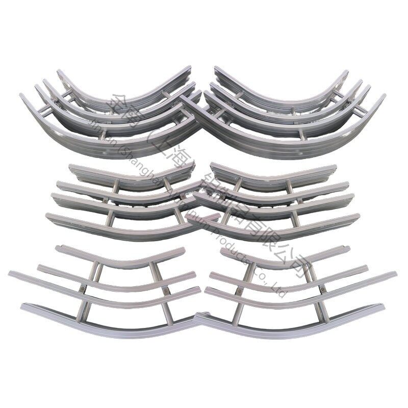 Custom aluminum extrusion for curved conveyor beams