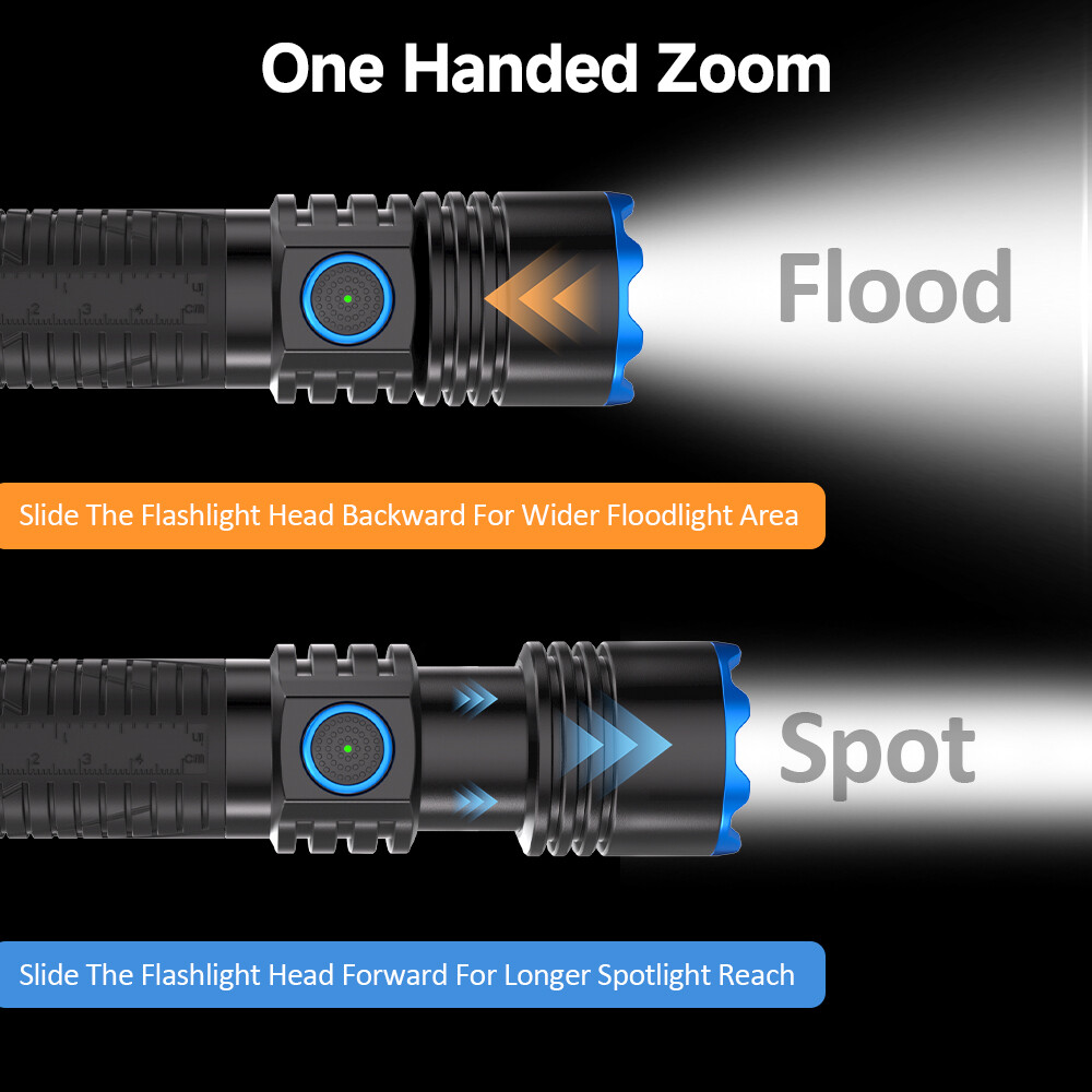 One Handed Zoom Flood and Spot Beam Comparison