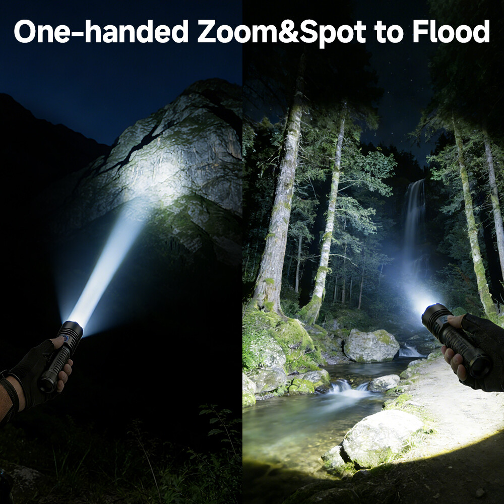 Aurora T1 Zoomable Tactical Flashlight - One-Handed Spot to Flood LED Light - Aurora LED lighting product