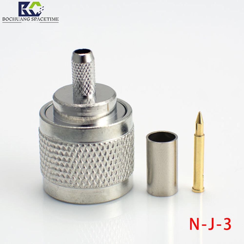 N型公头压接射频连接器 | 50Ω DC-6GHz 适用于RG58/RG142/LMR240等线缆 基站/雷达/测试仪器专用