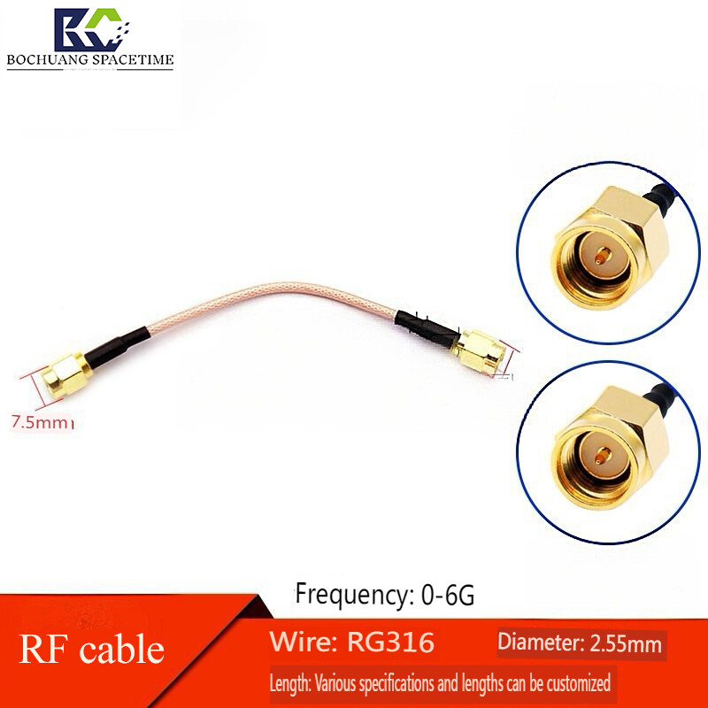 Bochuang Time and Space SMA Male-to-Female RF Extension Cable, RG316 High-Frequency Coaxial Cable Assembly, 0-6GHz Low-Loss Test Jumper, 50Ω Impedance