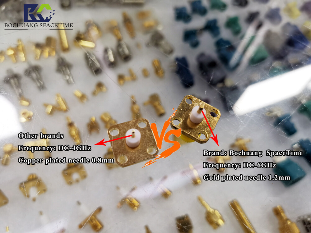 四孔法兰盘SMA母头射频连接器 | 50Ω镀金螺纹接口 适用于模块/5G基站/卫星通信/雷达/测试仪器面板安装
