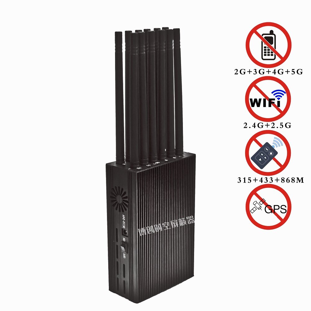 12-Channel Handheld Cell Phone Signal Jammer (2G-5G/GPS/WiFi/ Remote Control) | BOCUANG Space-Time