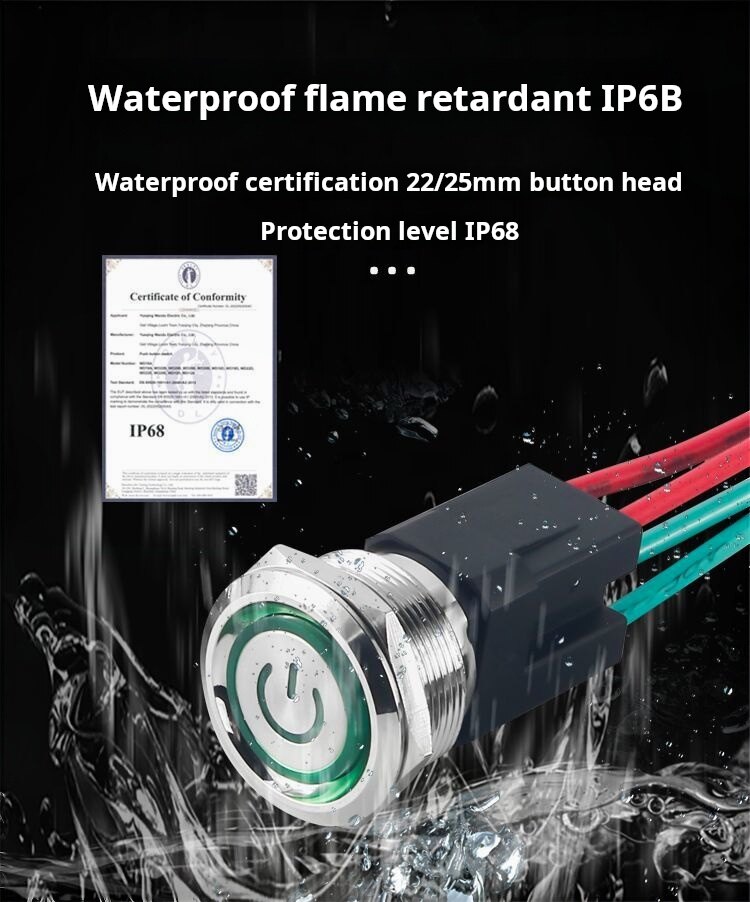 5A Metal Push Button Switch with Light | Self-Locking/Reset, Brass Nickel-Plated, Silver Contacts, IP65 Waterproof for Industrial Control, Automotive, and Drone Jammers - Bochuang Space-Time
