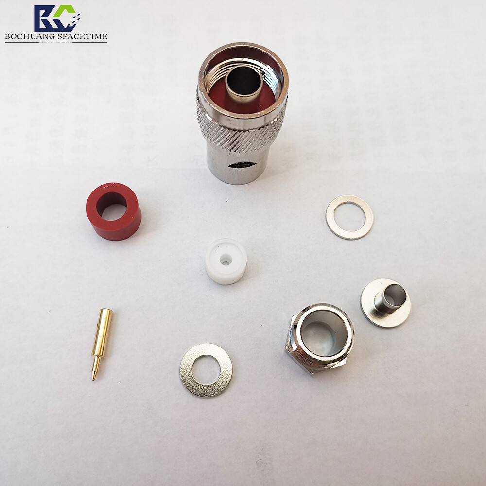 N-Type Male Crimp RF Connector | 50Ω DC-6GHz, Compatible with SYV-50-7/7D-FB/LMR400 Cables. Designed for UAV Jammers, Base Stations, Radars, and Test Equipment.