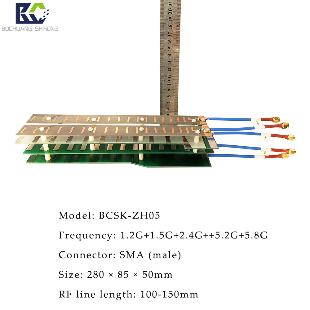 Bochuang Space-Time BSK-ZH05 5-Band PCB Directional Antenna | 1.2G + 1.5G + 2.4G + 5.2G + 5.8G High-Gain SMA Connector for Drone Countermeasures, Signal Jamming, and Communication Enhancement