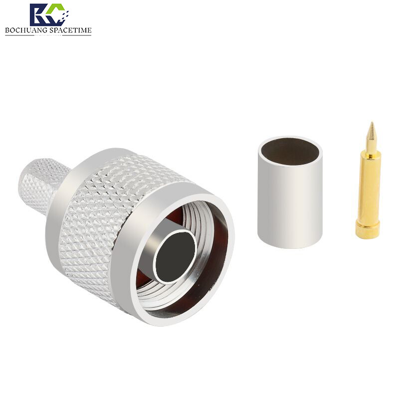 N型公头压接射频连接器 | 50Ω DC-6GHz 适用于RG58/RG142/LMR240等线缆 基站/雷达/测试仪器专用
