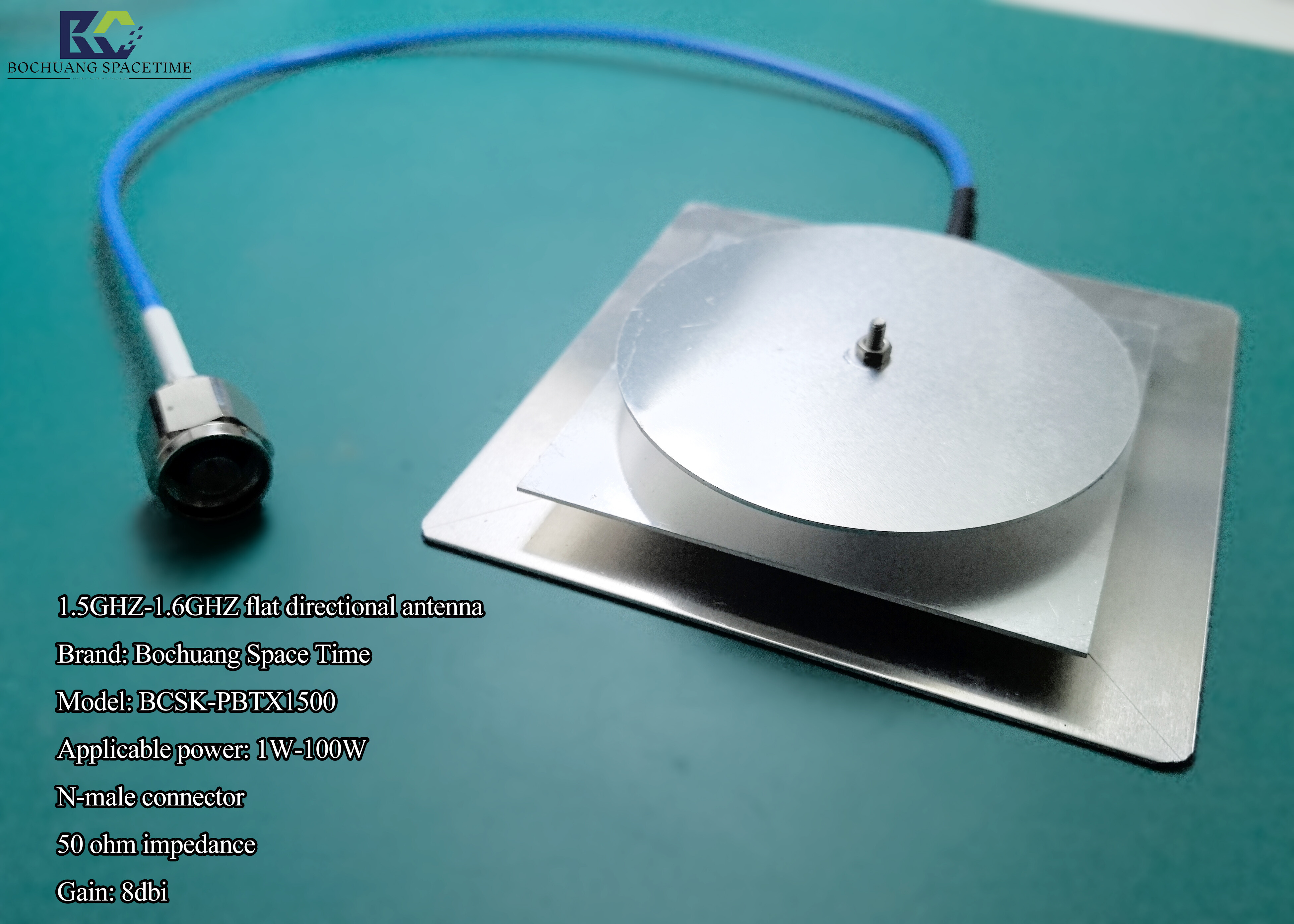 博创时空 BCSK-PBTX1500 1.5G高增益平板天线 8dBi定向射频天线 N公头无人机通信专用
