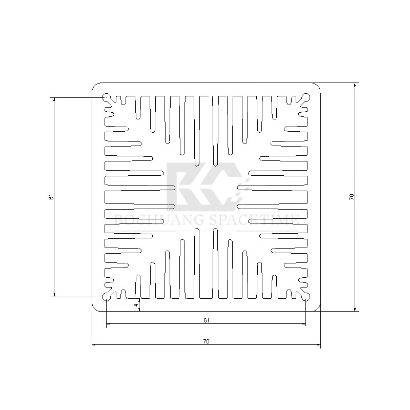 BCSK-SRQ150 Sawtooth Heat Sink for BCSK Power Amplifier Module, 70×70×150mm Aluminum Alloy Air-Cooled Heatsink for Drone Countermeasure PA Systems