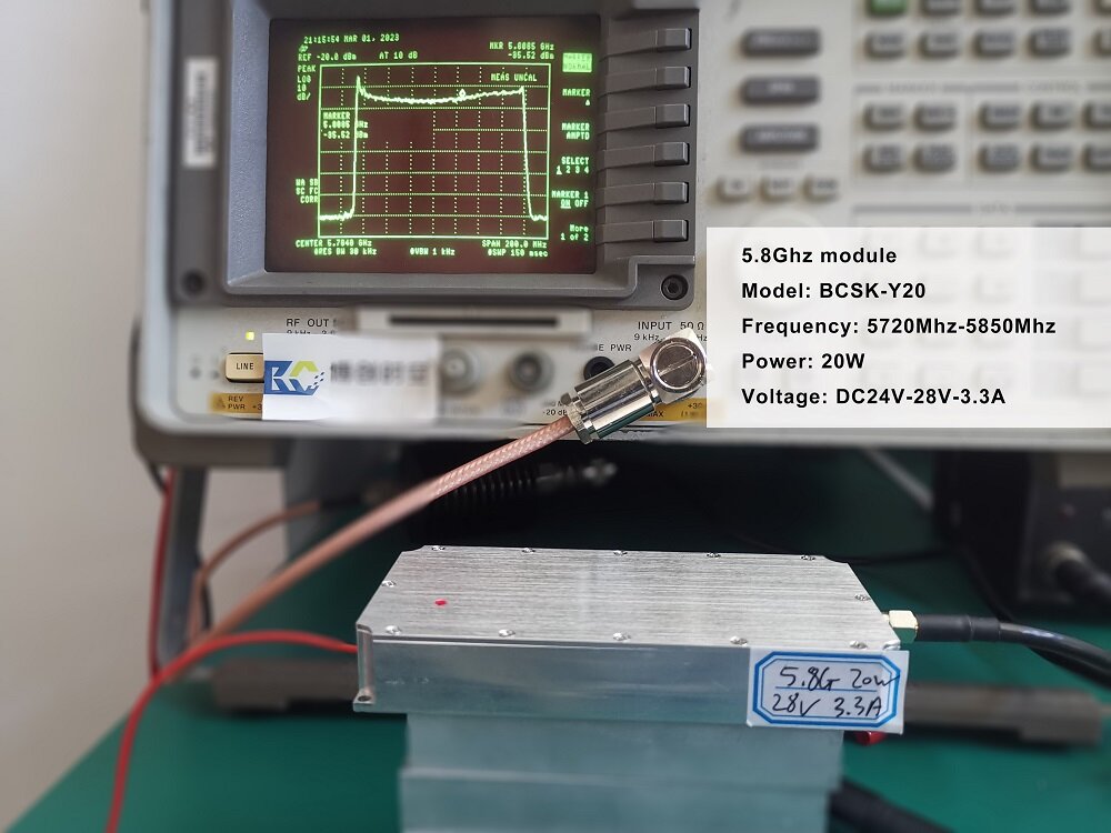 BCSK-Y20 Model 5.8G Radio Frequency Power Amplifier Module 20W 5720-5850MHz UAV Countermeasure GaN Amplifier