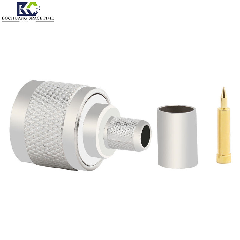 N型公头压接射频连接器 | 50Ω DC-6GHz 适用于RG58/RG142/LMR240等线缆 基站/雷达/测试仪器专用