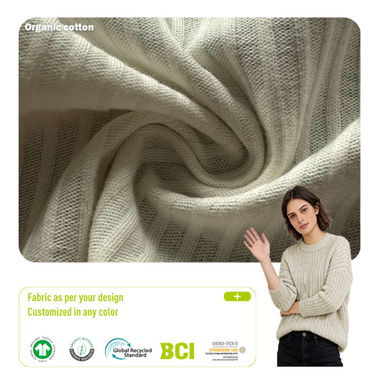 Organic Cotton Interlock 160-22 GSM, 100% Organic Cotton