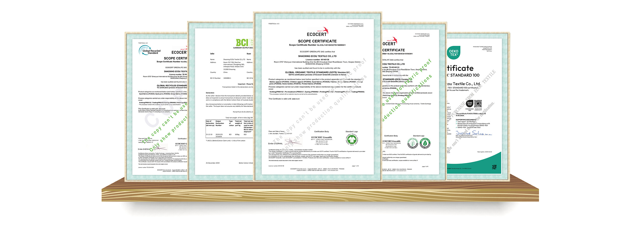ECOU TEXTILE International Certification Display