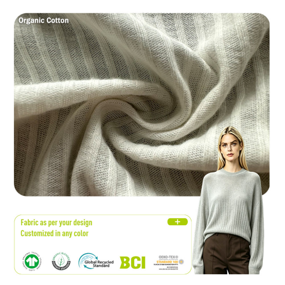 Organic Cotton Interlock 110-17 GSM, 100% Organic Cotton