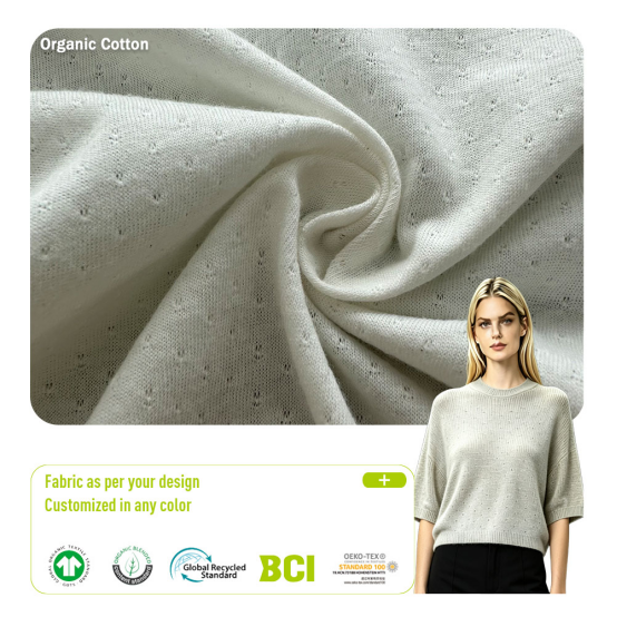 Organic Cotton Jacquard Fabric 103-163GSM 100% Organic Cotton