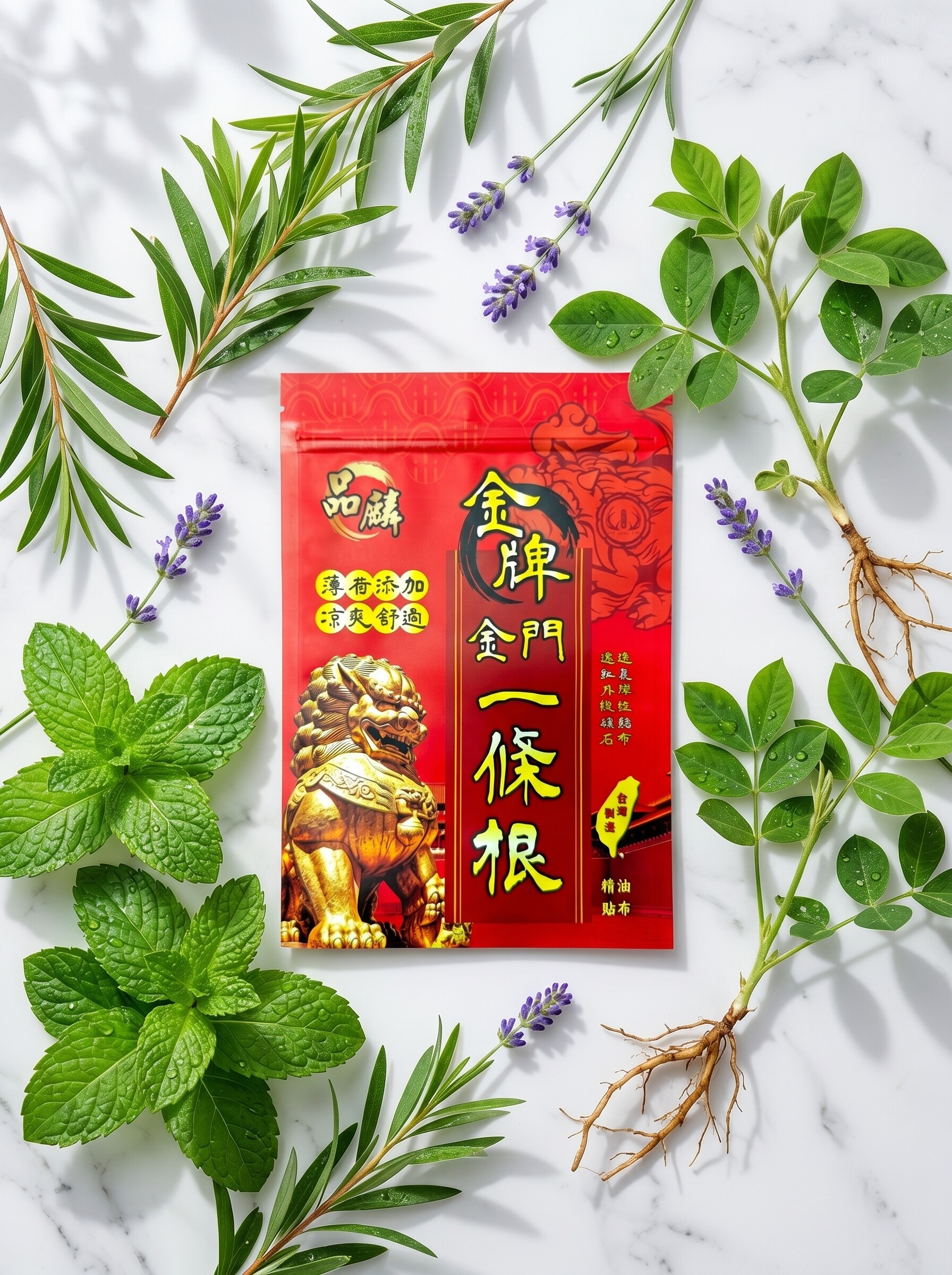 草本植物环绕产品包装俯拍图