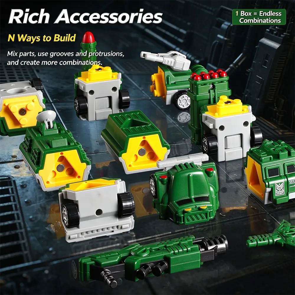 Magnetic Military Vehicle Robot Building Set - View 6