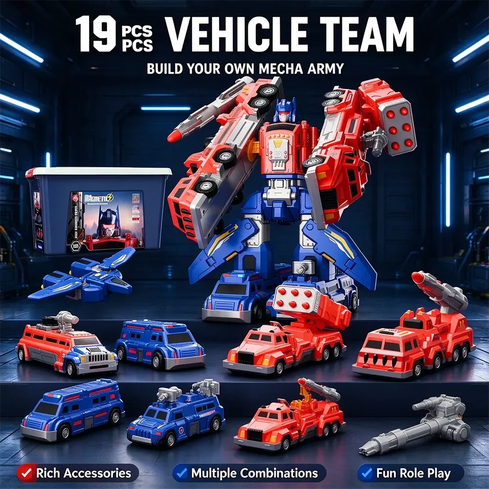 Magnetic Combine Robot Fire & Rescue Team - View 5