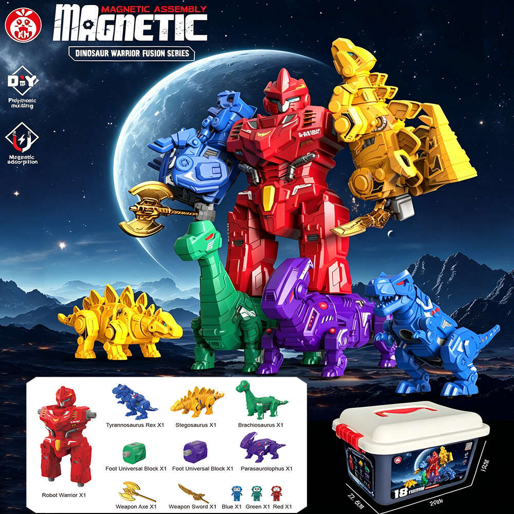 18-in-1 Magnetic Dinosaur Assembly Toy for Kids - View 1
