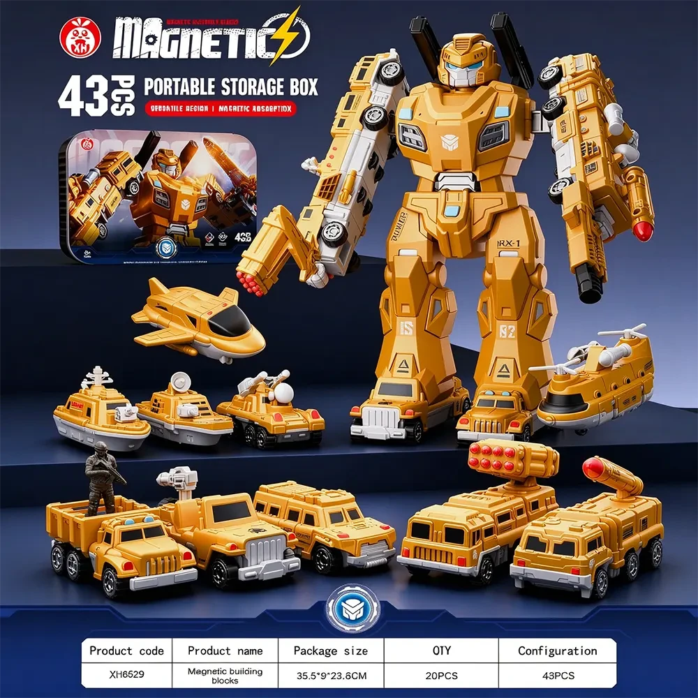 43-Piece Yellow Vehicle Combination Mecha - View 1