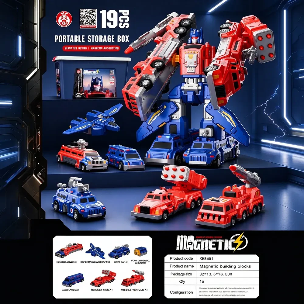 Magnetic Combine Robot Fire & Rescue Team - View 6