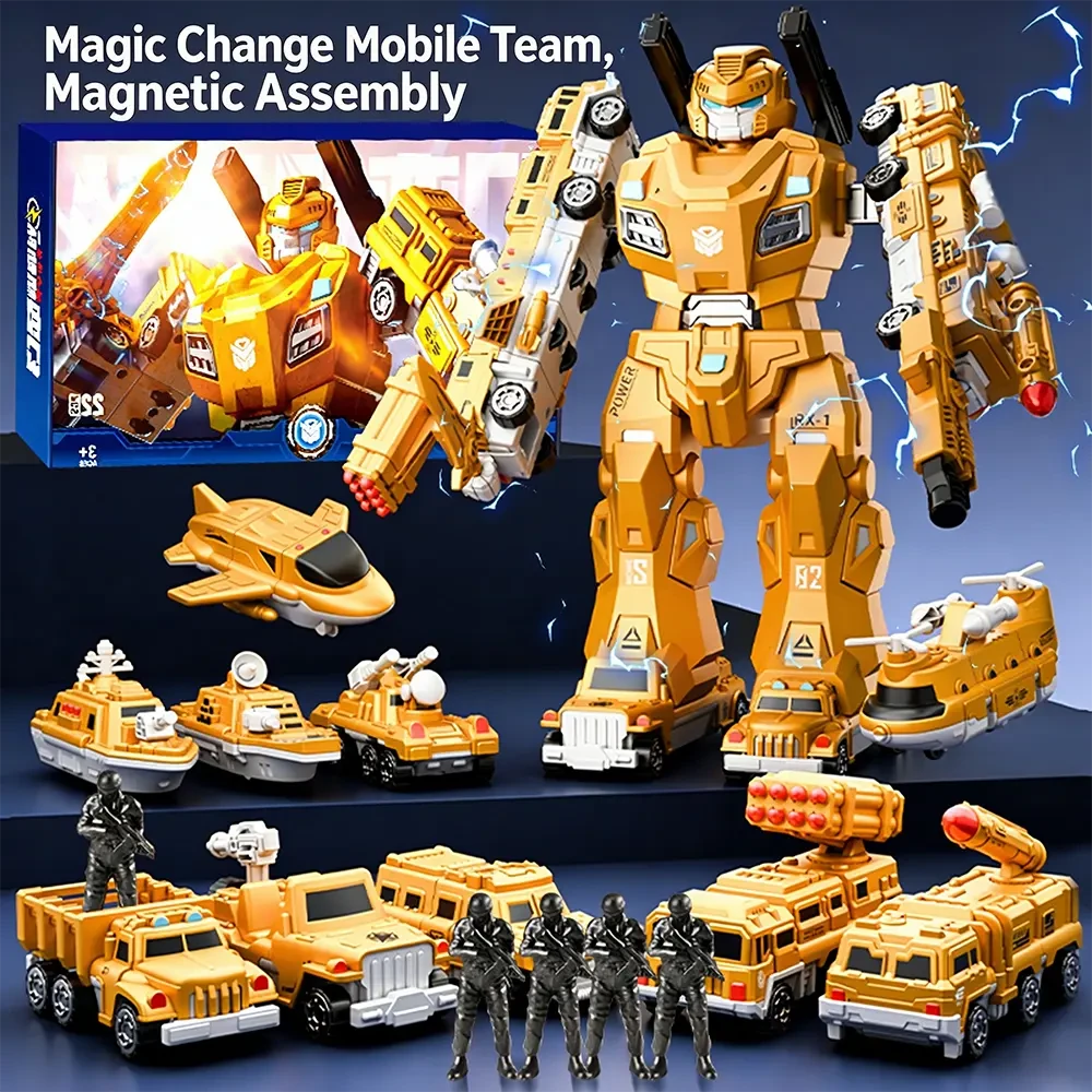 43-Piece Yellow Vehicle Combination Mecha - View 4