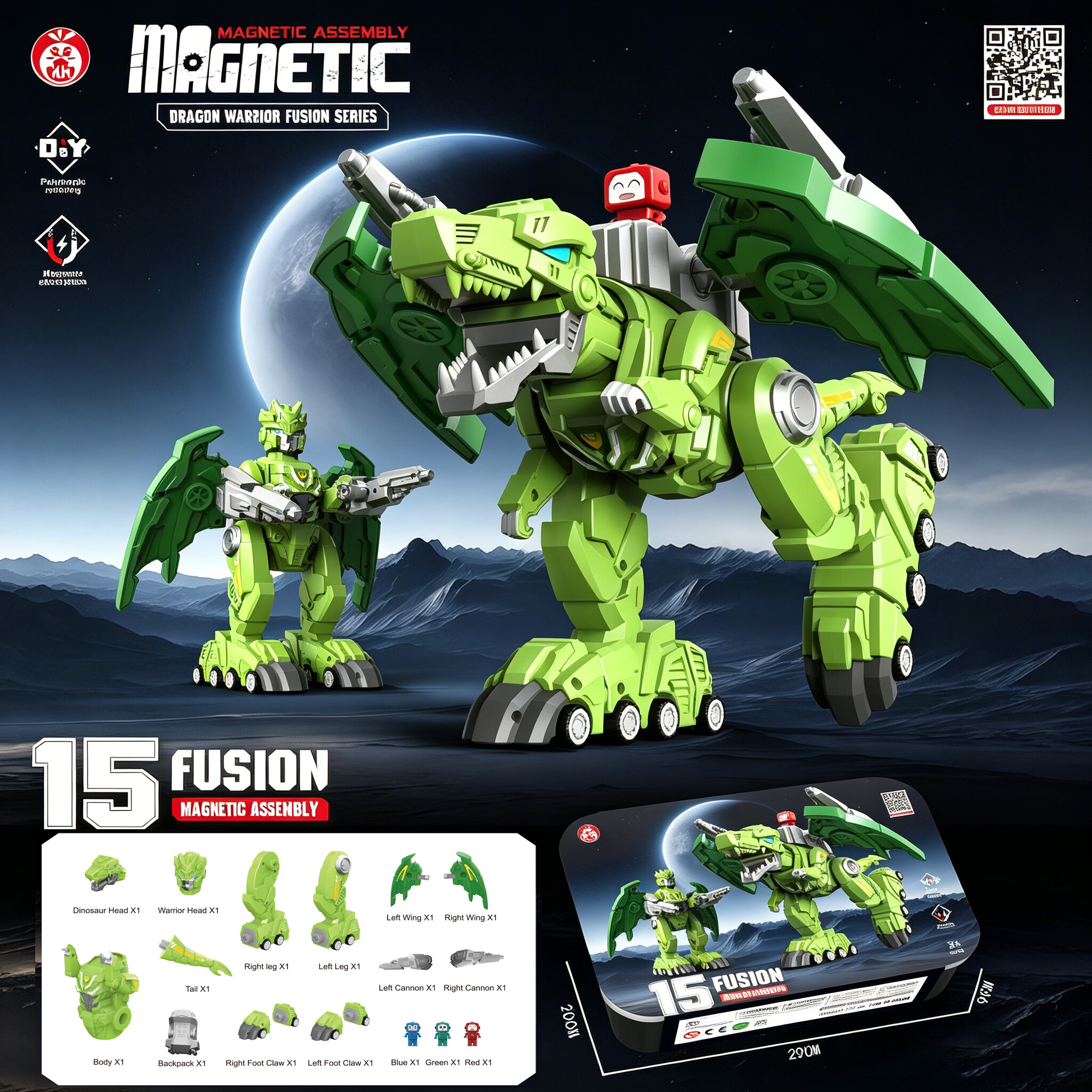 Magnetic Assembly Dinosaur Toy (15-in-1) - View 1