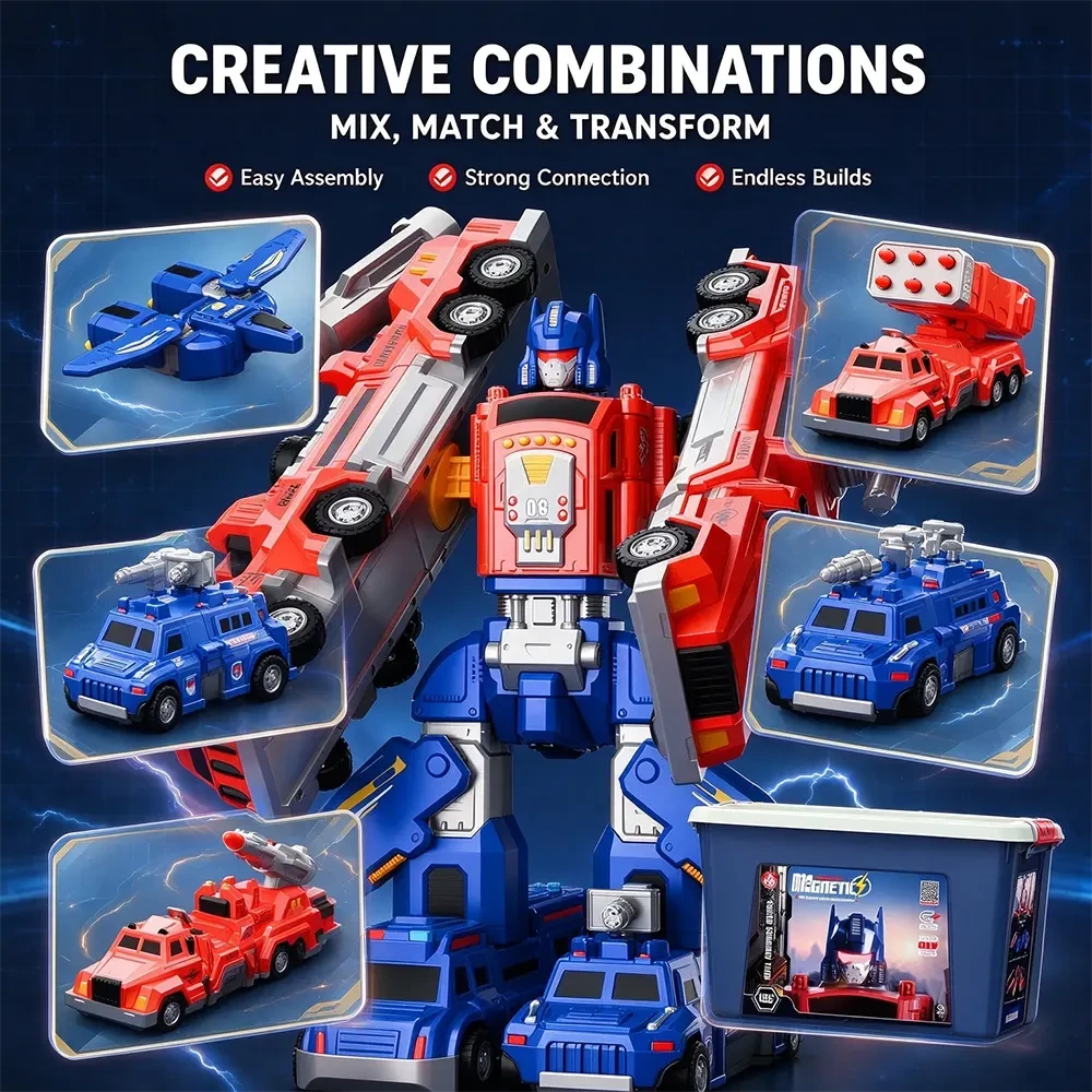 Magnetic Combine Robot Fire & Rescue Team - View 4