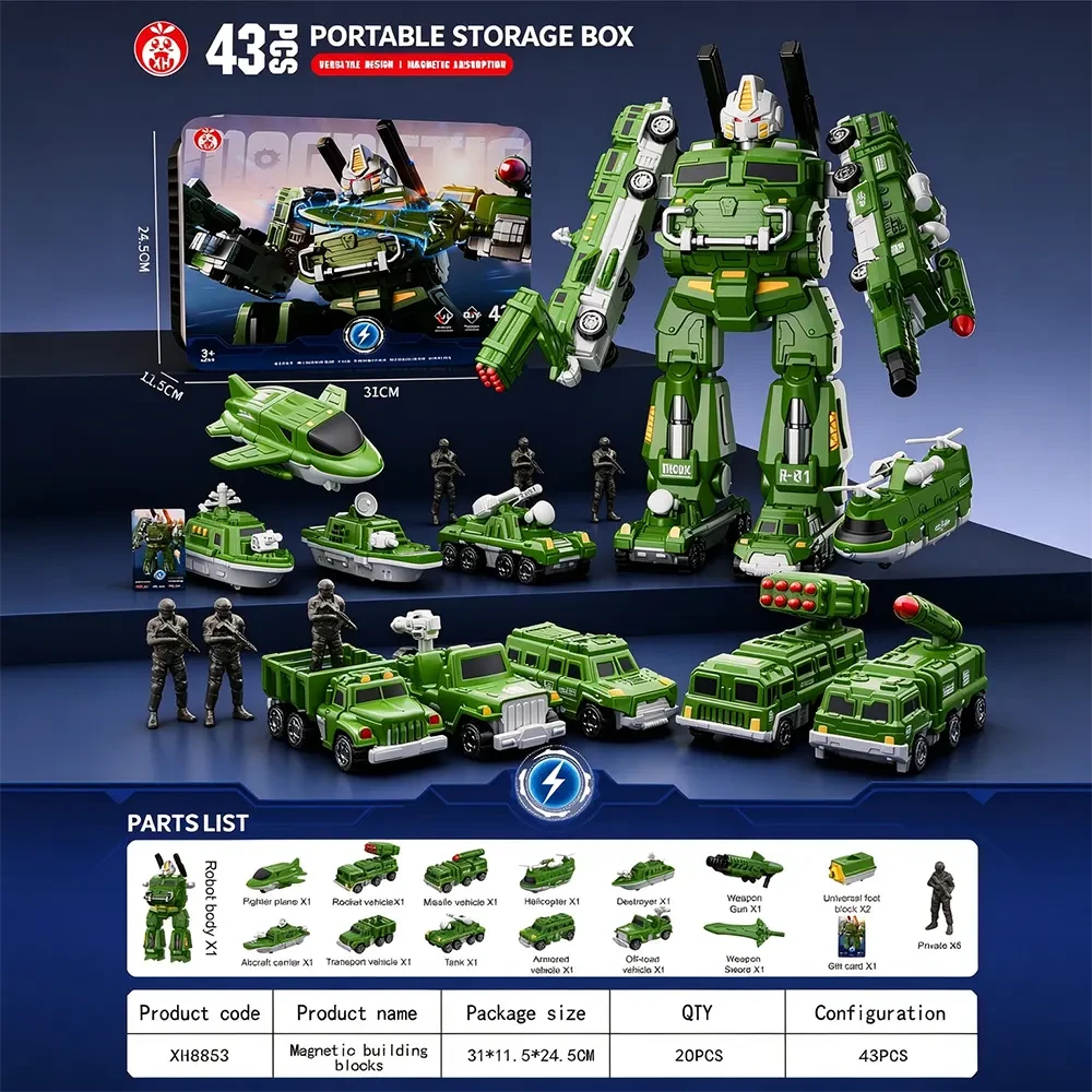 Magnetic Military Vehicle Robot Building Set - View 7