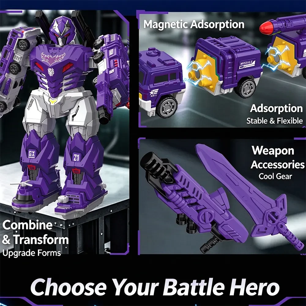**Magnetic Transforming Mecha Robot Toy, 43Pcs Magnetic Assembly Combat Vehicles Set** - View 6