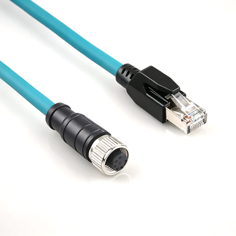 超六类千兆网线拖链动态运动M12‑8P直母转RJ45公头成品线PUR