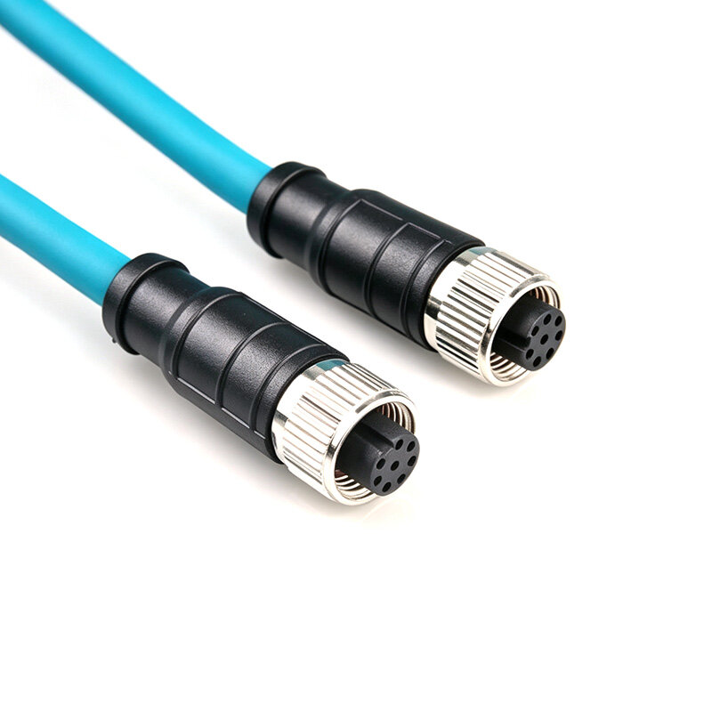 M12 8P 直型母对母PUR高柔拖链双屏蔽工业通讯线缆