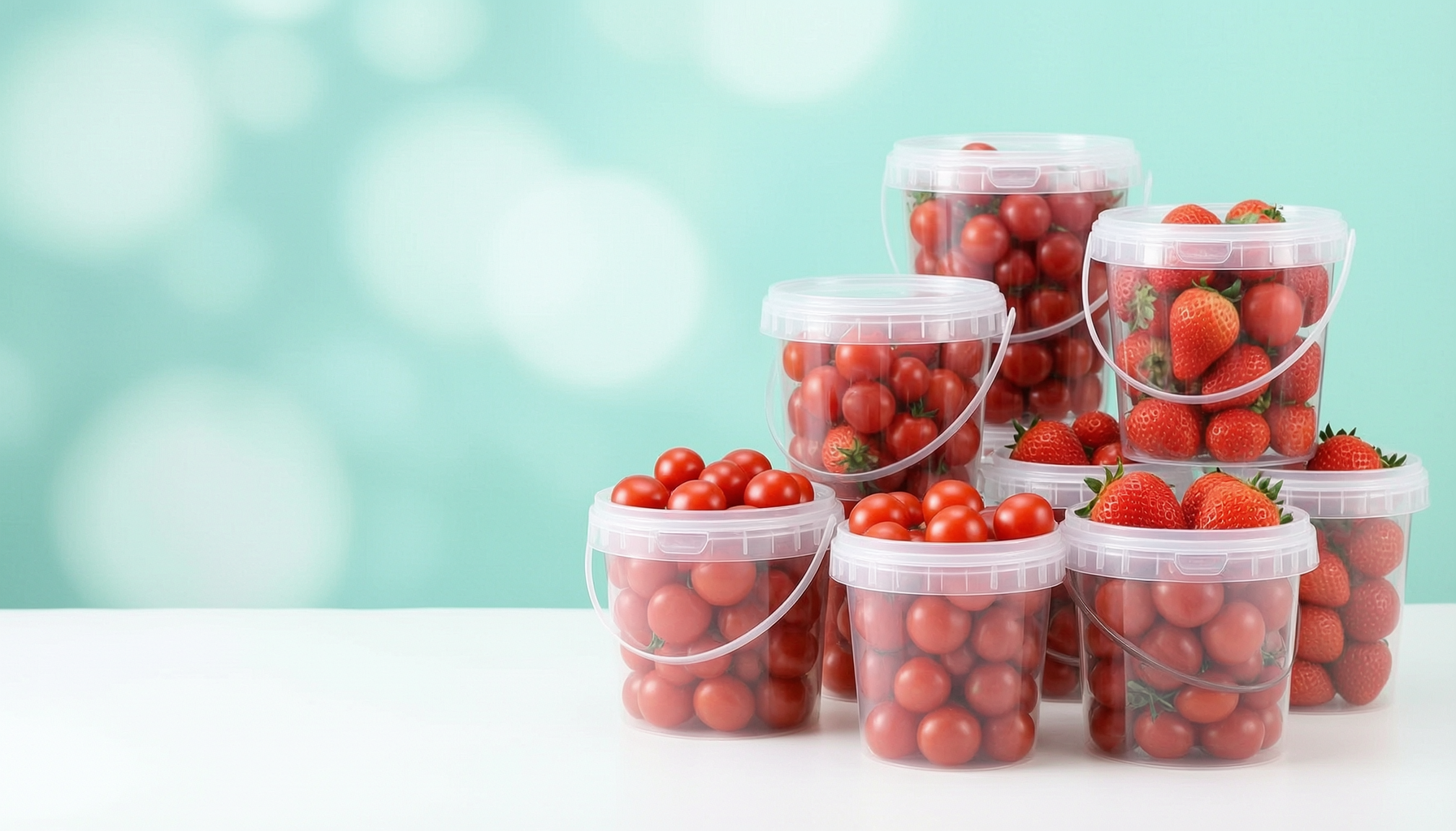 Transparent food-grade fruit bin usage scenario