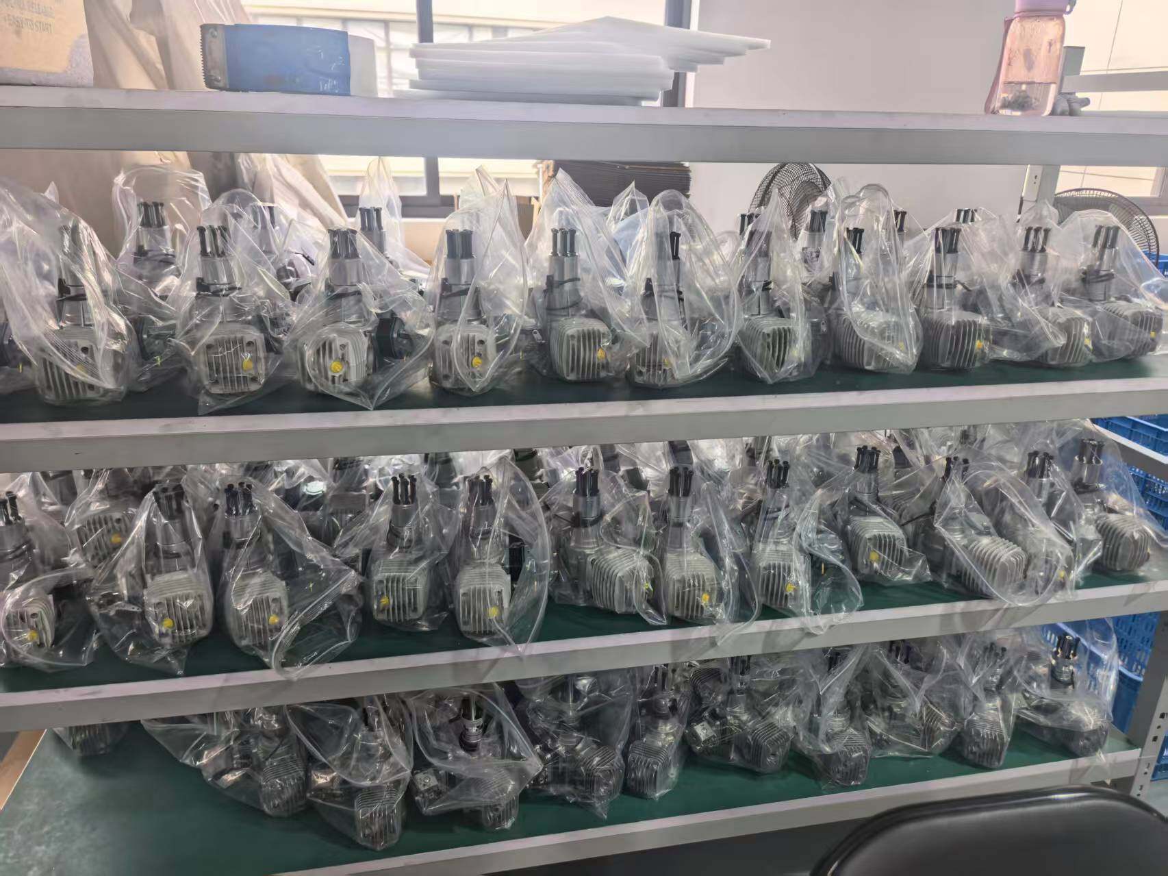 Packaged engine units ready for shipment