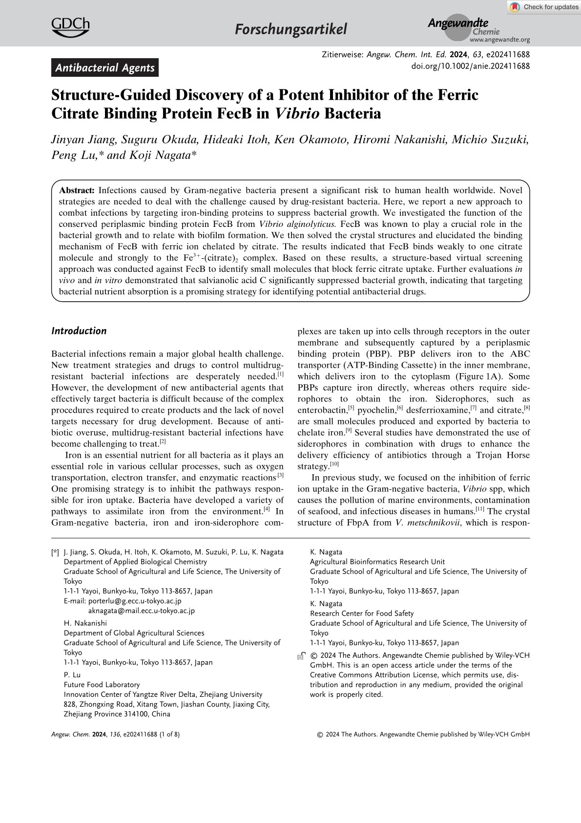Angewandte Chemie 学术论文发表